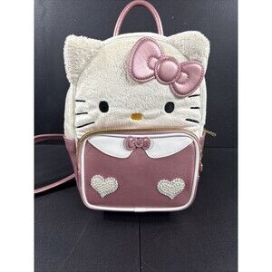 Hello Kitty Her Universe Rhinestone Fuzzy Plush Mini Backpack Loungefly Sanrio
